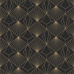 Papel de parede, geométrico, preto e dourado